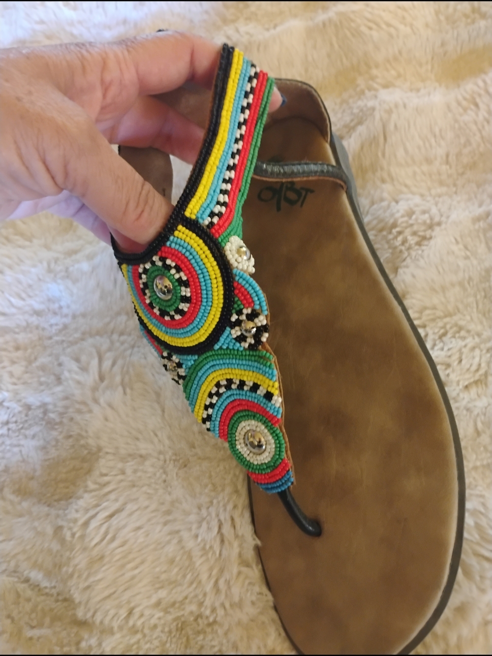 Handcrafted Beaded Multicolor Women's Thong Sandals OTBT - Picture 4 of 9